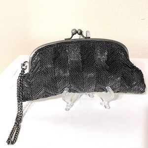 The Limited Beaded Clutch/Chain Wristlet Graphite Gray
